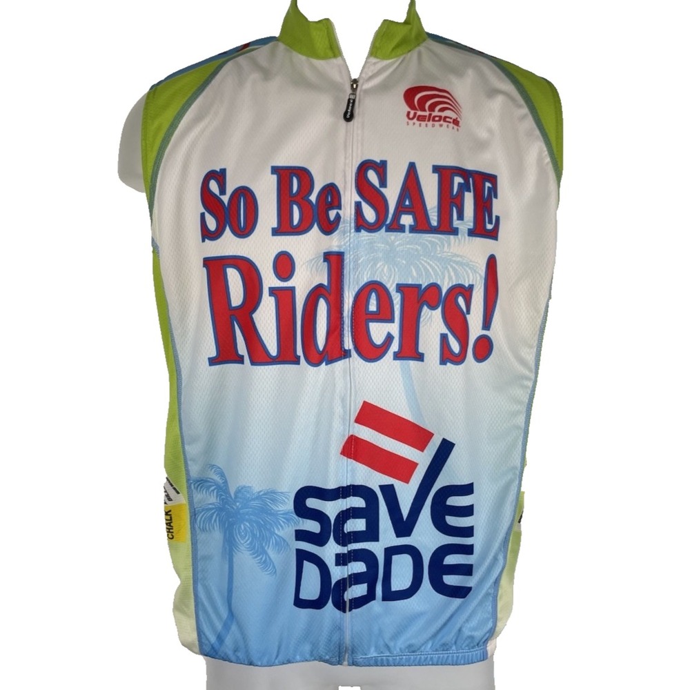 VELOCE Cycling Jersey Sharp Vest Swiss Sleeveless Size M Be Safe Dade Palm Trees